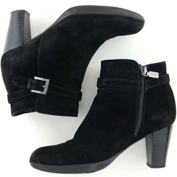 college Shoes - College Aqua Protect Waterproof Black Suede Ankle Boots Buckle Side Zip  Size 8M
